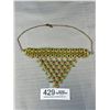 Image 1 : Outstanding Gold Tone w/ Green + White Stones Necklace