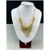 Image 5 : Outstanding Gold Tone w/ Green + White Stones Necklace