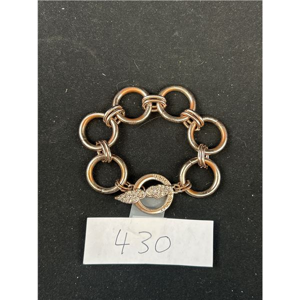 Vintage Gold Tone w/ Rhinestones Link Bracelet Marked Victoria Secret