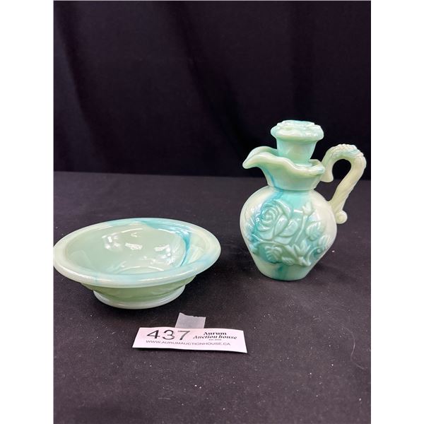 70s Avon Milk Glass Jug and Bowl Set