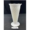 Image 1 : Vintage Milk Glass Hobnail Dots Dash Ruffled Edge 10" Vase