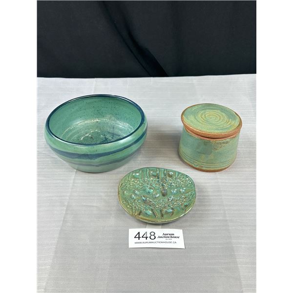 Vintage Pottery - French Butter Keeper, Trinket Tray, Bowl