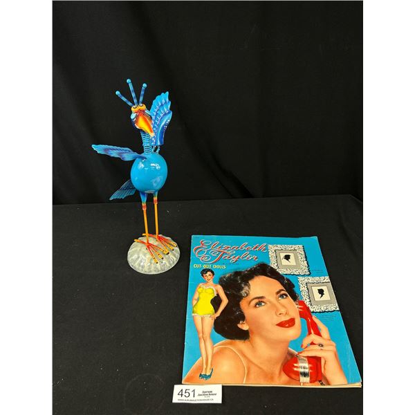 Vintage Elizabeth Taylor Cut-Out Dolls and Wacky Metal Blue Bird