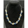 Image 2 : Stunning Vintage Silver Necklace w/ Set Vibrant Blue Stones