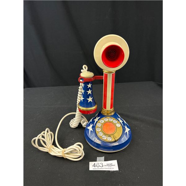 Vintage 4 US Quarts Glvanized Oil Can w/ Flexible Spout Vintaeg DecoTel 'Stars and Stripes' Candlest