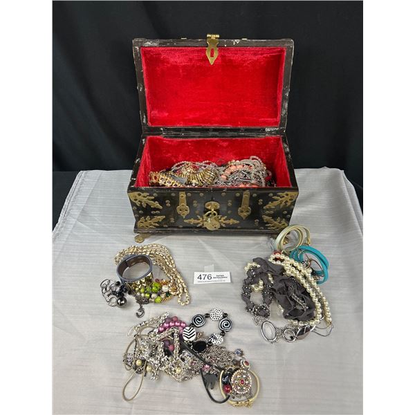 Large Vintage Trunk Full of Vintage Jewelry