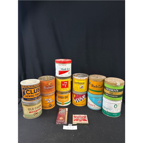 Large Lot of Vintage Tobacco Tins