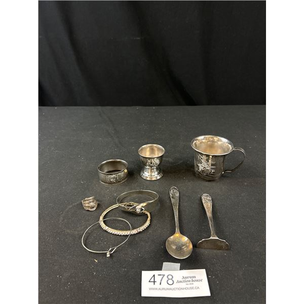 Nice Lot of Vintage Silver Plated Items, Napking Rings, Spoons, Etc