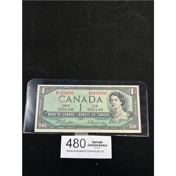 1954 Canadian $1 Bank Note, No Serial Number