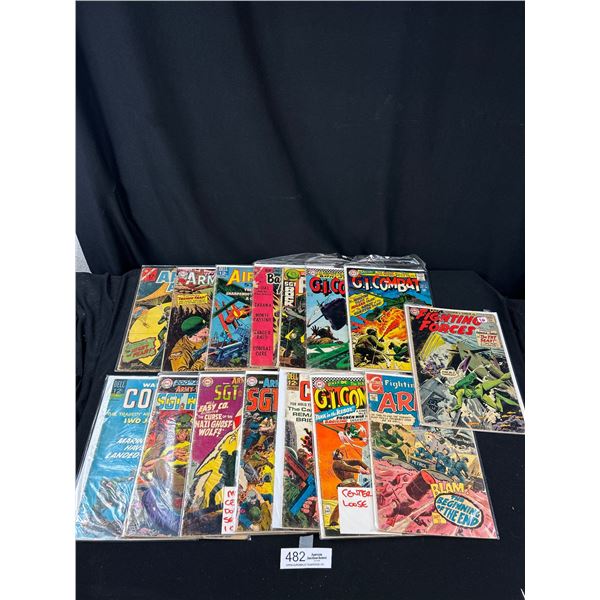 Lot of 15 Vintage Comics on Board, Sgt Rock, etc