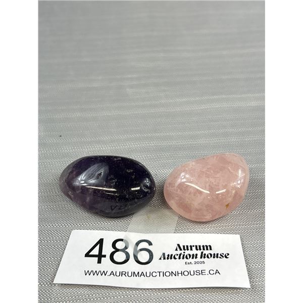 Lot of 2 Stones, Amethyst and Rose Quartz