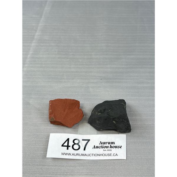 Lot of 2 Stones, Red Jasper Rough and Shunghite