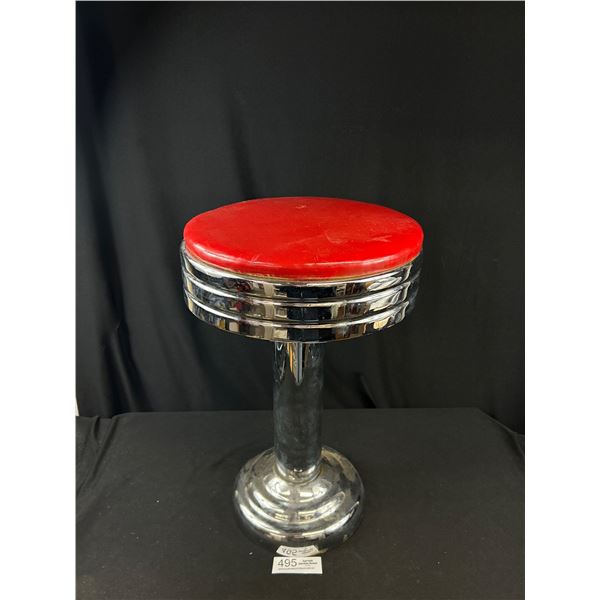 Vintage Mid Century Chrome Diner Stool, 19" Tall