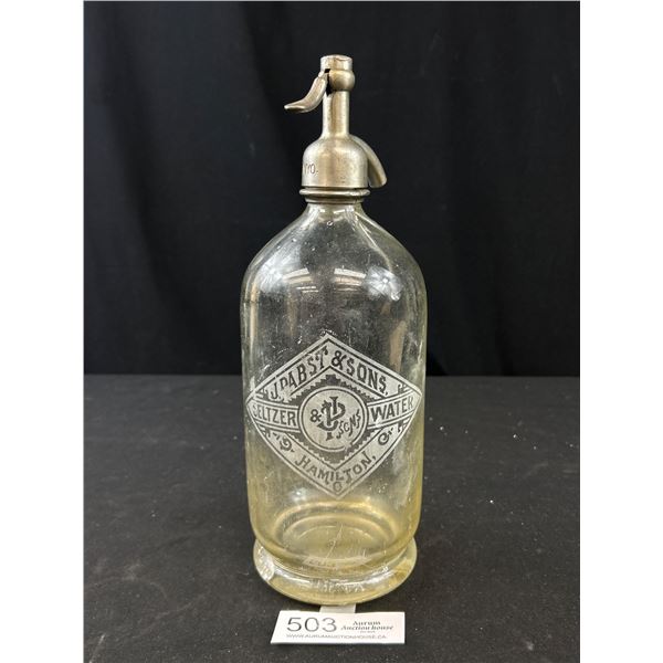 Vintage Hamilton J Papst and Sons Seltzer Bottle