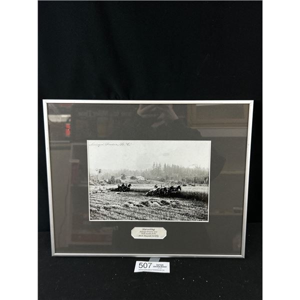 Vintage Nicely Framed Harvesting Farm Photo