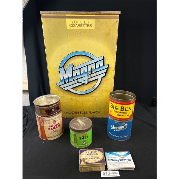 Large Magna Cigarette Advertising Ash Tray w/ Other Tobacco Tins no shipping