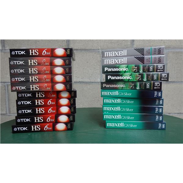 Qty 20 VHS Video Cassettes, Misc Brands: TDK, Maxell, Panasonic