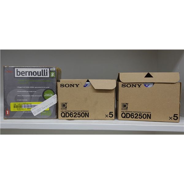 Qty 2 Boxes Sony QD6250N Data Cartridges & 1 Box Bernoulli S0700748 Disk