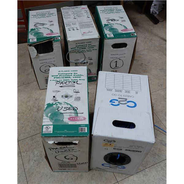 Qty 5 Boxes Belkin UTP Premium Cable, C2G Cables to Go (partially used)