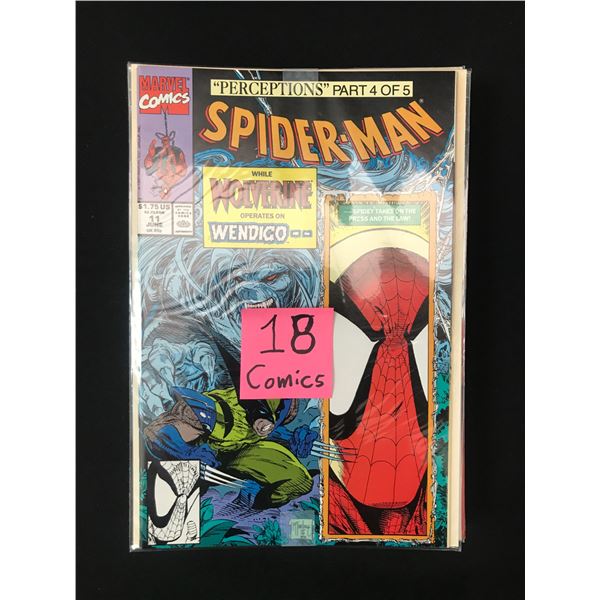 LOT OF 18 COMICS INCLUDING SPIDERMAN