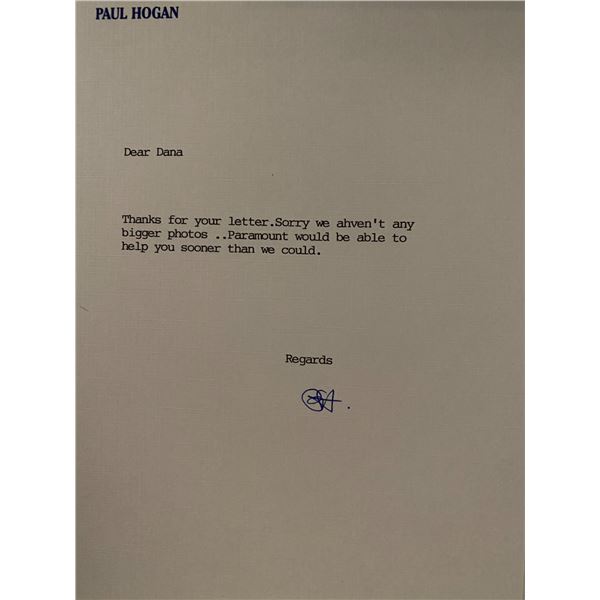 Paul Hogan signed letter