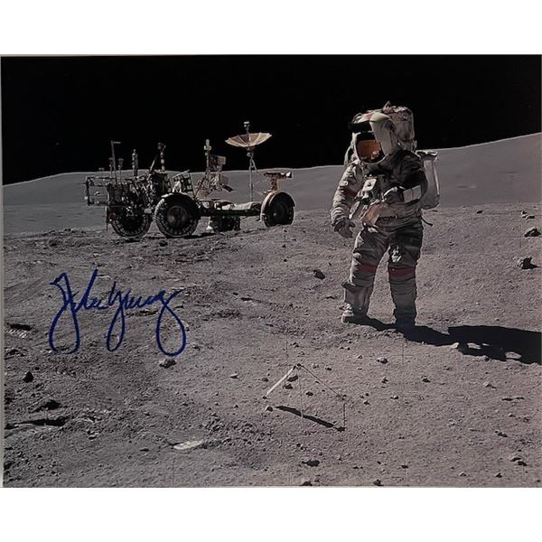 Apollo 16 Astronaut John Young Signed Moon Photo