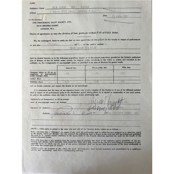 Stevie Marriott and Ronnie Lane signed contract