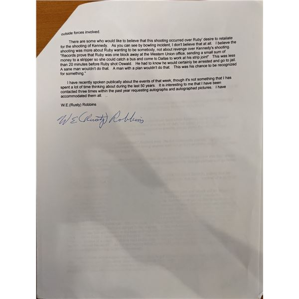 W.E. Robins Signed Article. 3 Pages