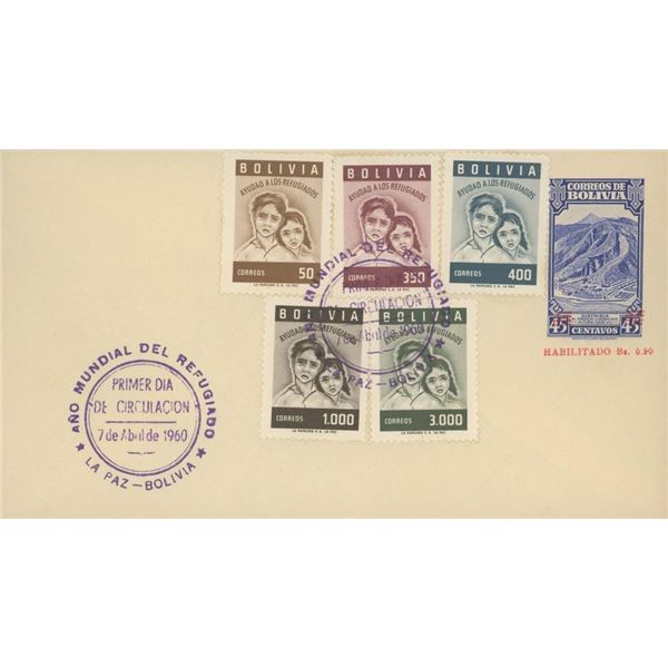 Bolivia First Day Cover Help Refugees