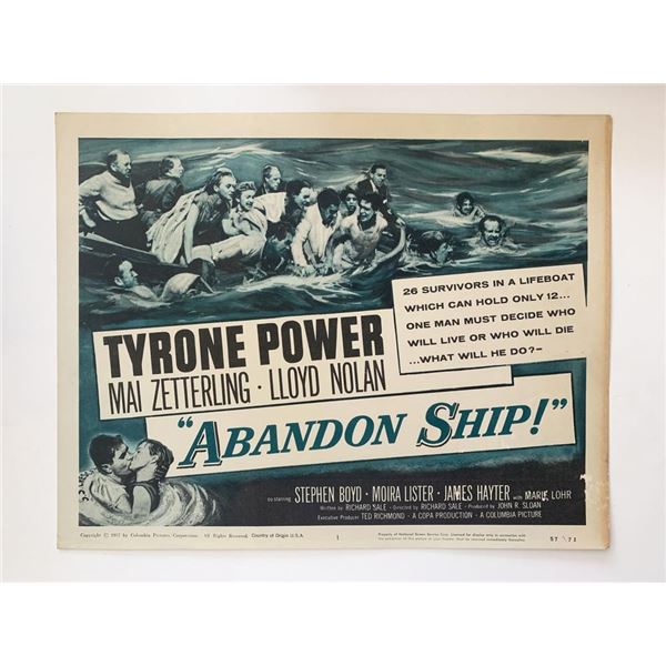 Abandon Ship! original 1957 vintage lobby card
