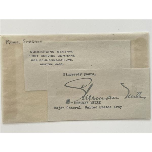 US Army Major General Sherman Miles autograph note
