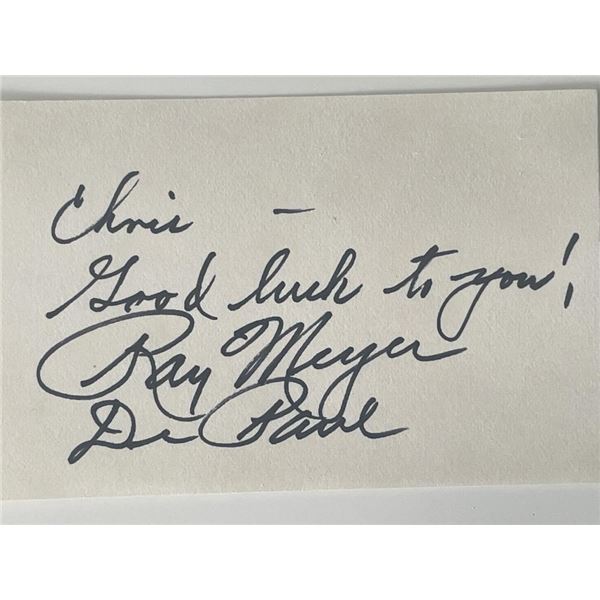Actor Ray Mayer autograph note