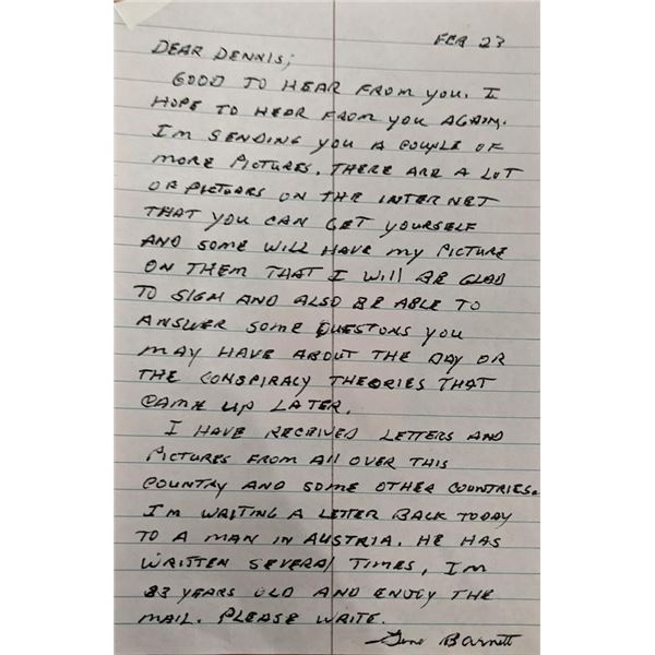 G. Barnett Signed Letter
