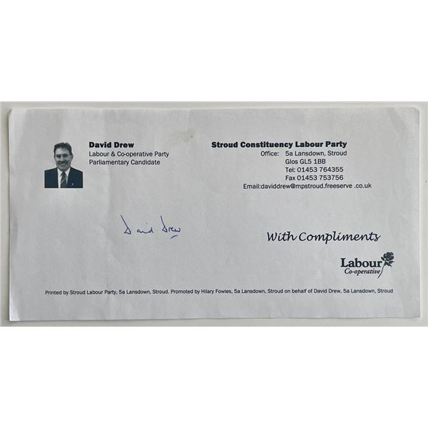Parliamentary candidate David Drew signed note