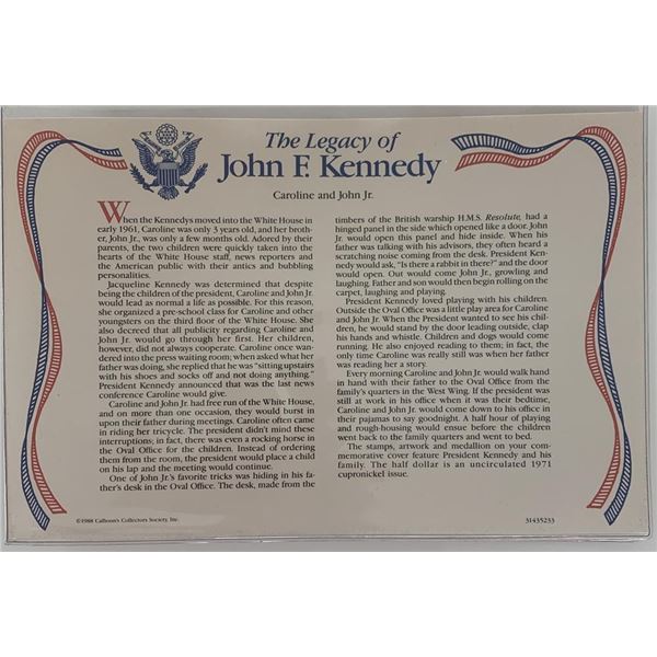 John F. Kennedy commemorative cover with coin
