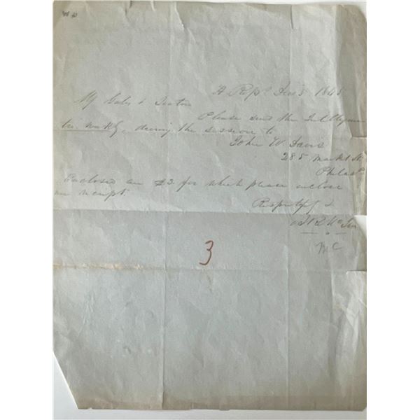 Penn. State Representative Abraham R. McIlvaine signed note