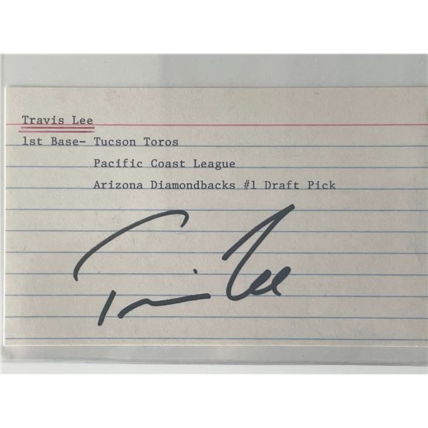 Baseball player Travis Lee autograph note