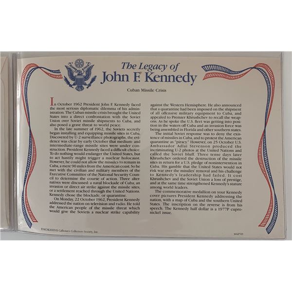 John F. Kennedy commemorative cover with coin
