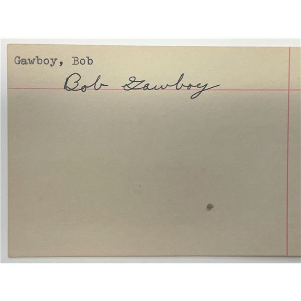 Swimming champion Bob Gawboy autograph note