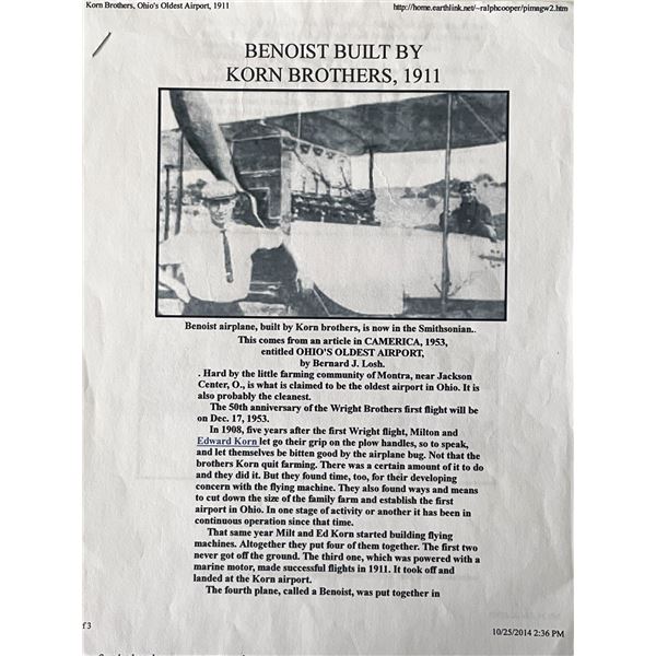 Korn Brothers unsigned background article