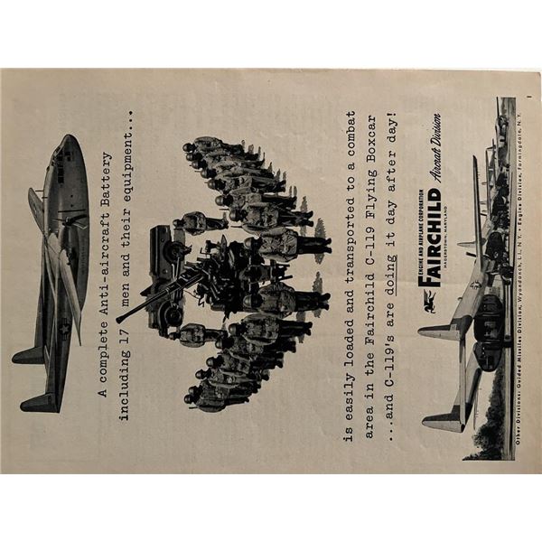 Fairchild Aircraft advertisement. 9x11 inches