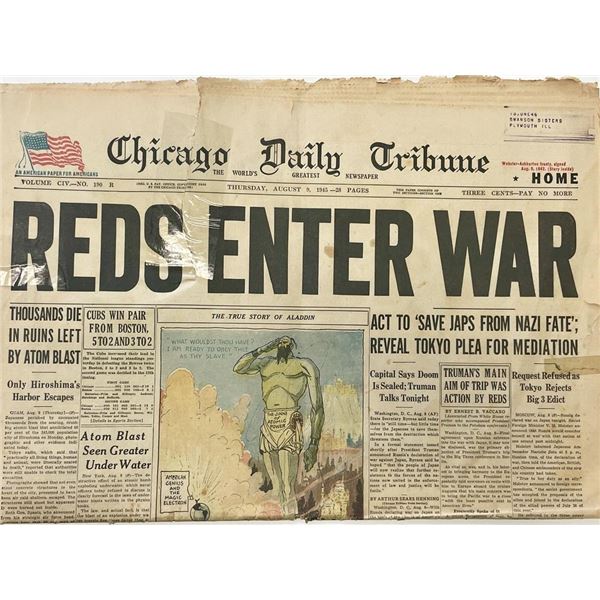 WWII 1945 Chicago Daily Tribune Original Vintage Newspaper