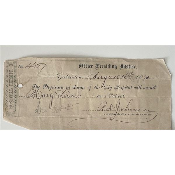 A.D. Johnson signed hospital permit
