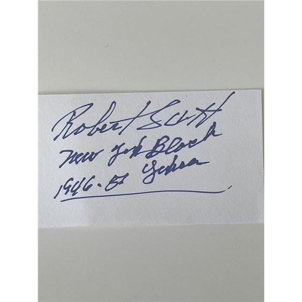 Baseball player Robert Scott autograph note