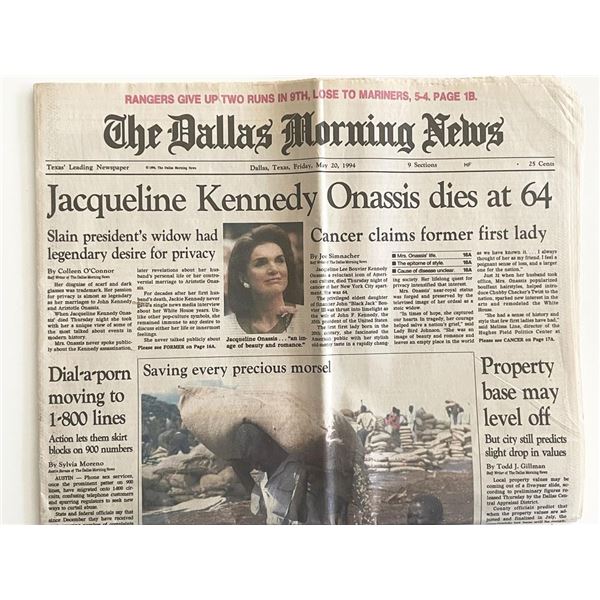 The Dallas Morning News Death of Jacqueline Onassis Kennedy Original Vintage Newspaper