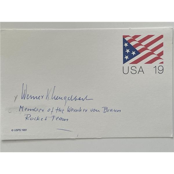 NASA Werner Gengelbach autographed note