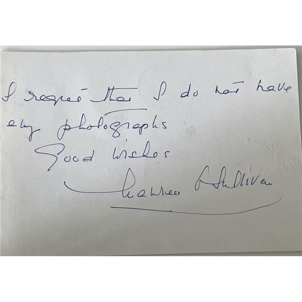 Tarzan actress Maureen O'Sullivan signed note