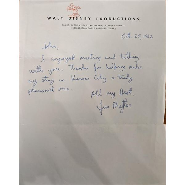 Jim Metler Signed Note