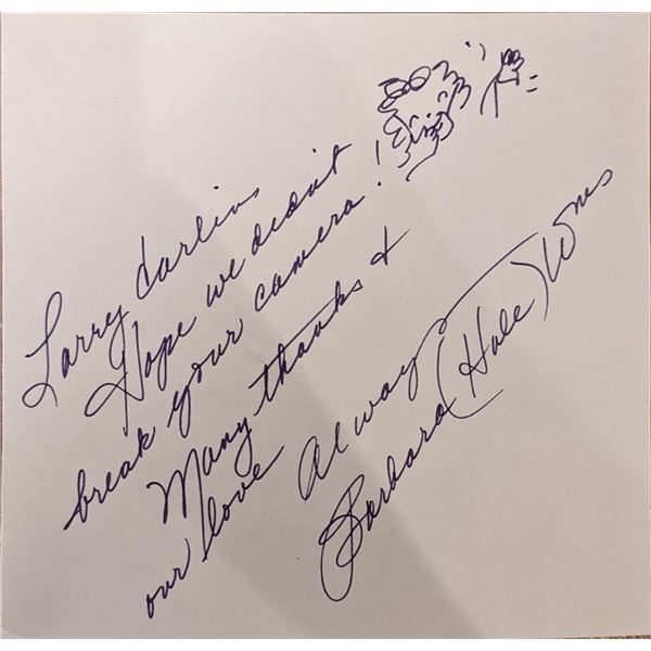 Barbara Hale Signed Note