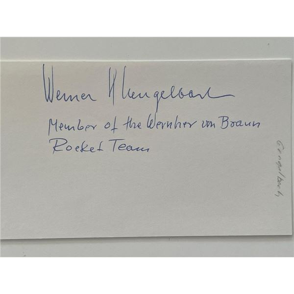 NASA Werner Gengelbach autographed note